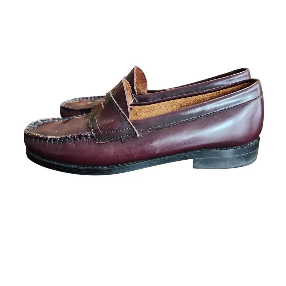 Pappagallo Penny Loafers Women 6.5 M Burgundy Leather Classic Flat Shoes Vintage